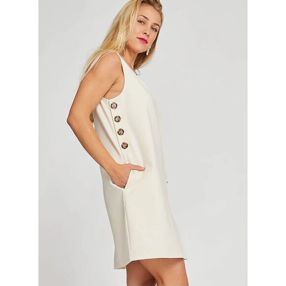 Betabrand Dresses & Skirts - Betabrand Admiral Button Shift Dress Women's Size Medium in Coconut Cream NWOT!